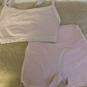 SET Active Light Pink Sports Bra and Shorts